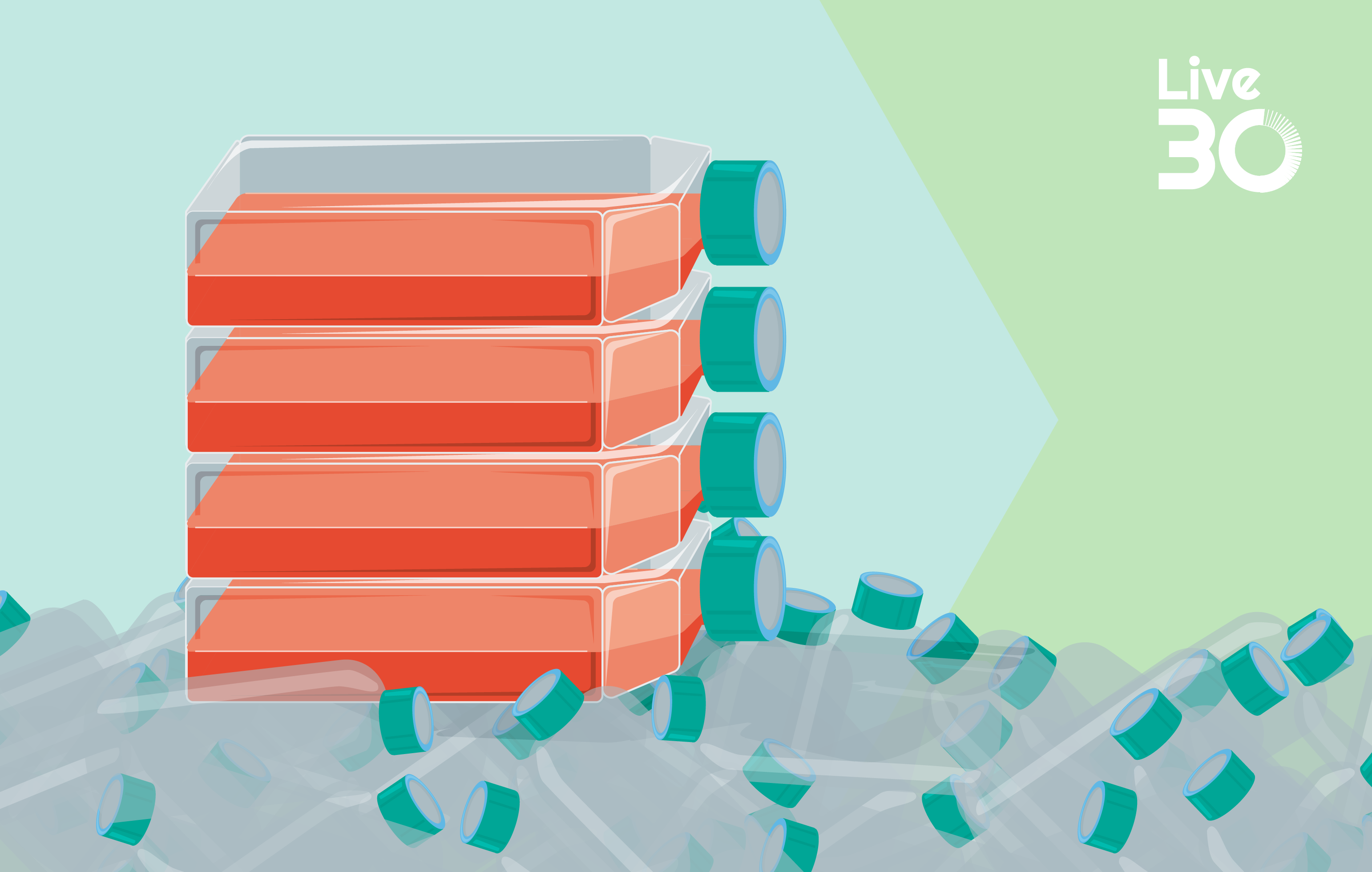 Scaling viral titers in vaccine manufacturing: from roller bottles to a 10-layer culture vessel 
