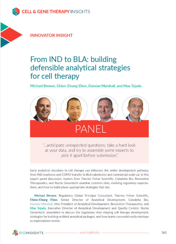 First page of From IND to BLA: building defensible analytical strategies for cell therapy