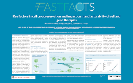 Key factors in cell cryopreservation and impact on manufacturability of cell and gene therapies