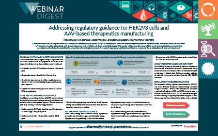 Addressing regulatory guidance for HEK293 cells and AAV-based therapeutics manufacturing