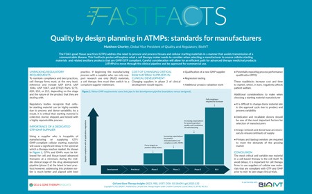 Quality by design planning in ATMPs: standards for manufacturers